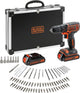 Black+Decker 18-V-Bohrschrauber-Kit mit Zubehör-Flightcase – bdcdc18bafc-qw