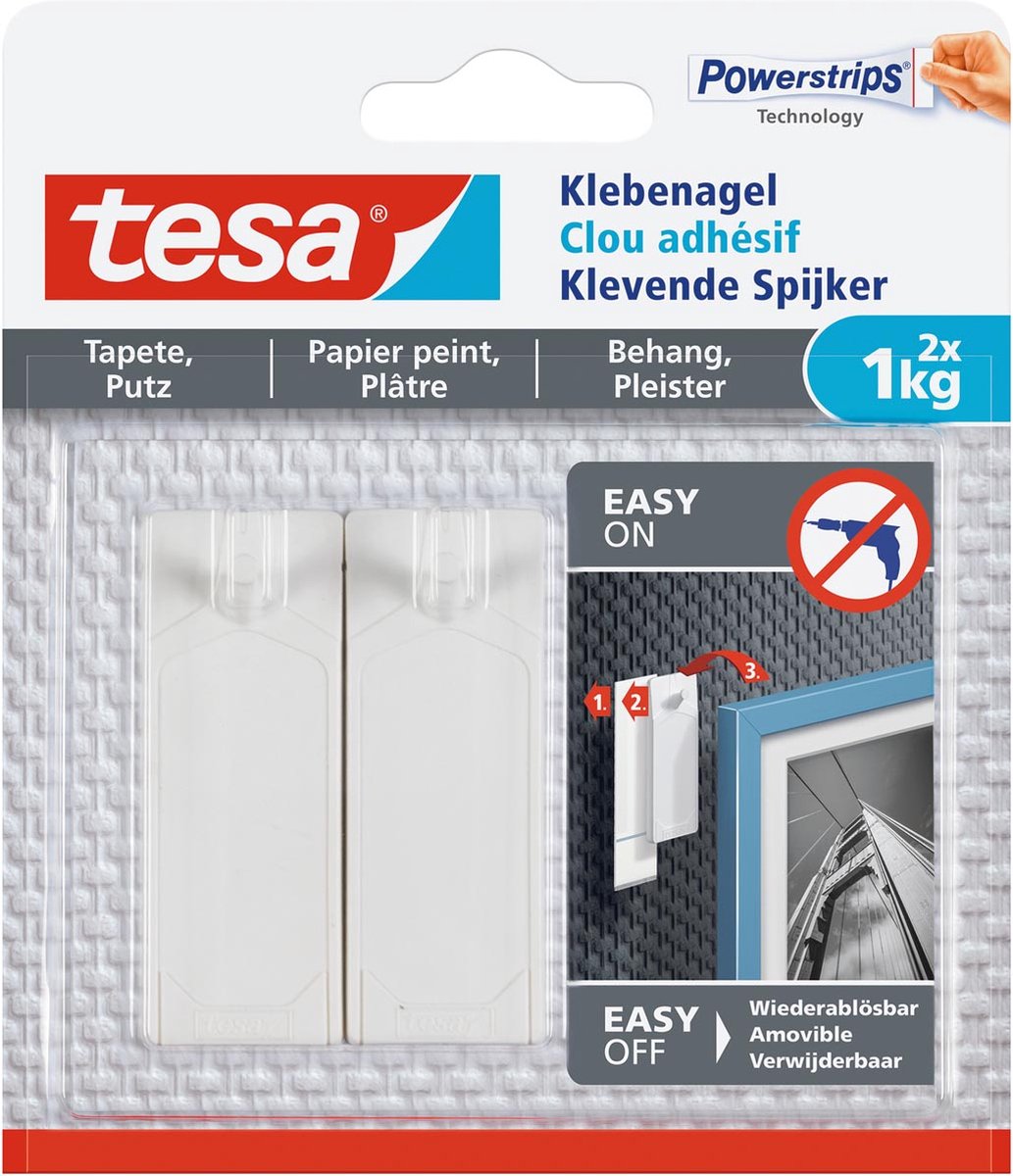 Tesa Klebenagel® Tapeten und Putz 1kg weiß 2 Stück