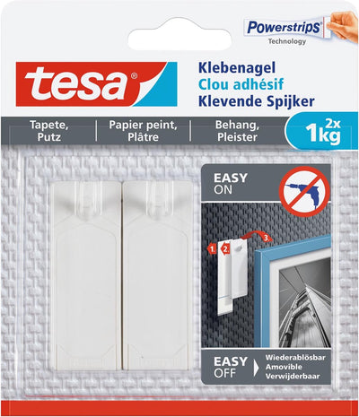 Tesa Klebenagel® Tapeten und Putz 1kg weiß 2 Stück