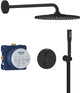 Grohe Präzisions-Einbaubrause – mit Thermostatarmatur – Vitalio Rain Mono 310 Kopfbrause (1 Strahlart) Vitalio Get Stick-Handbrause (1 Strahlart) – rundes Design – mattschwarz