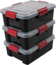 Luftdichte Aufbewahrungsbox Iris – 10 l – luftdicht – stapelbar – Kunststoff – schwarz transparent rot – 3er-Set