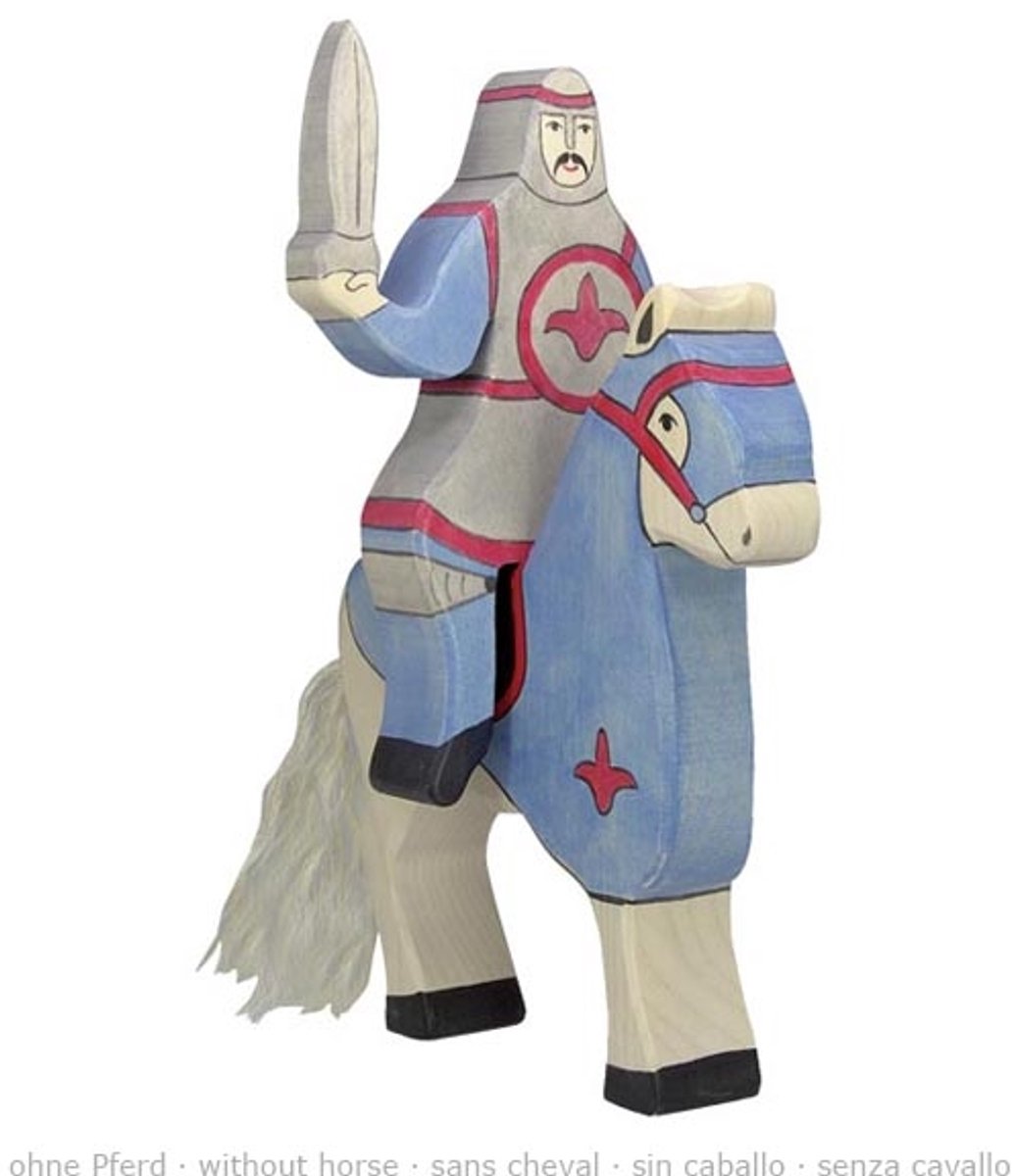 Holztiger fairy tales and knights - knight blue riding - 10x2x19cm - wooden figure - without horse