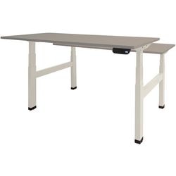 Sitz-Steh-Schreibtisch Schavenburg Dextro Plus Duo T-Fuß grau