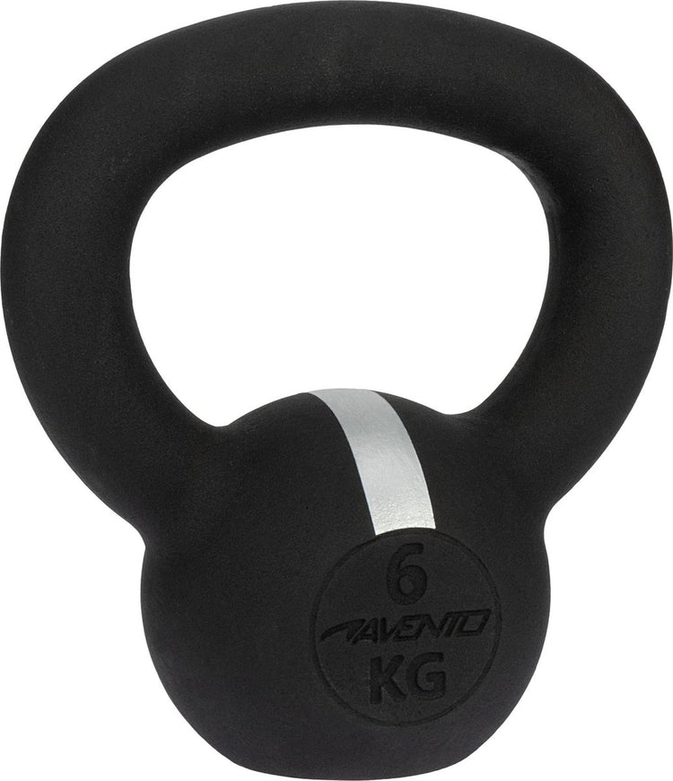 Avento Kettlebell – 6 kg – Gusseisen – Schwarz Silbergrau
