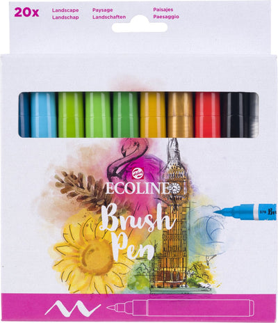 Bruynzeel Ecoline Brush Pen Set Landschaften, 20 Farben