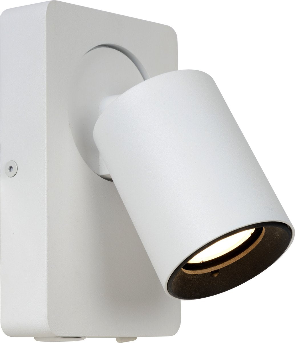 Lucide Nigel – Nachttischlampe Wandleuchte – LED dimmbar bis warm – CCT – GU10 – 1 x 5 W 2200 K 3000 K – mit USB-Ladeanschluss – weiß