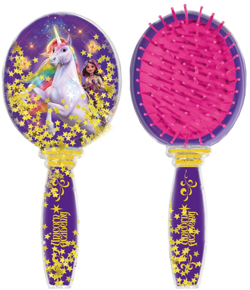Totum Einhorn-Akademie-Spielzeug – Haarbürste mit beweglichem Glitzer – Haar-Accessoires – Kinder-Beauty-Rollenspielspielzeug für Mädchen ab 3 Jahren