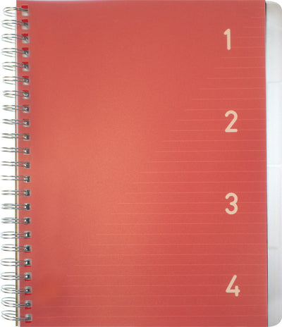 Kangaro 4-in-1-Block – A5 – Linie – 200 Seiten – 60 Gramm – Rot – 4 Stück – K-58382-4