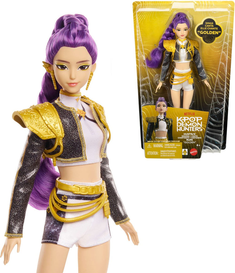 Mattel Kpop Dämonenjäger Hunter x Rumi „goldene“ singende Puppe im Outfit