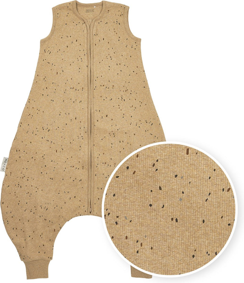 Meyco Baby Rib Mini Spot Baby Sommer-Schlafoverall-Pullover – Toffee Melange – 80 cm – 0,5 Tog