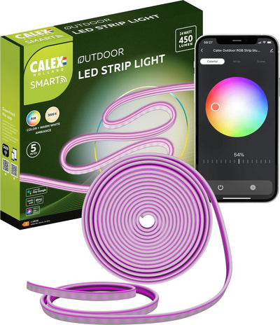 Calex smarter Outdoor-LED-Streifen 5 Meter – für den Außenbereich – mit App – Außenbeleuchtung – RGB und Warmweiß – smarter Lichtstreifen