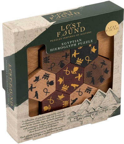 Verloren, gefunden, verloren und gefunden, Puzzle, ägyptische Hieroglyphen, Lernspiel, Pappe.