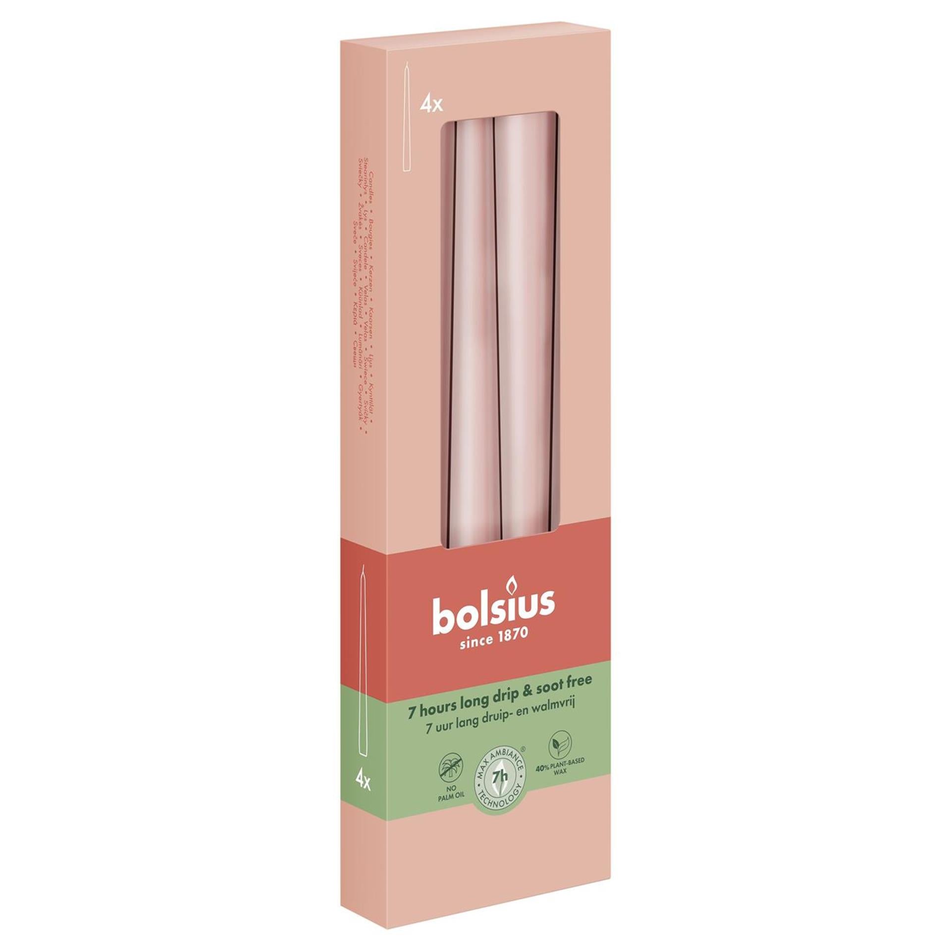 Bolsius Gothic-Kerze 245 24 4 Stück rosa