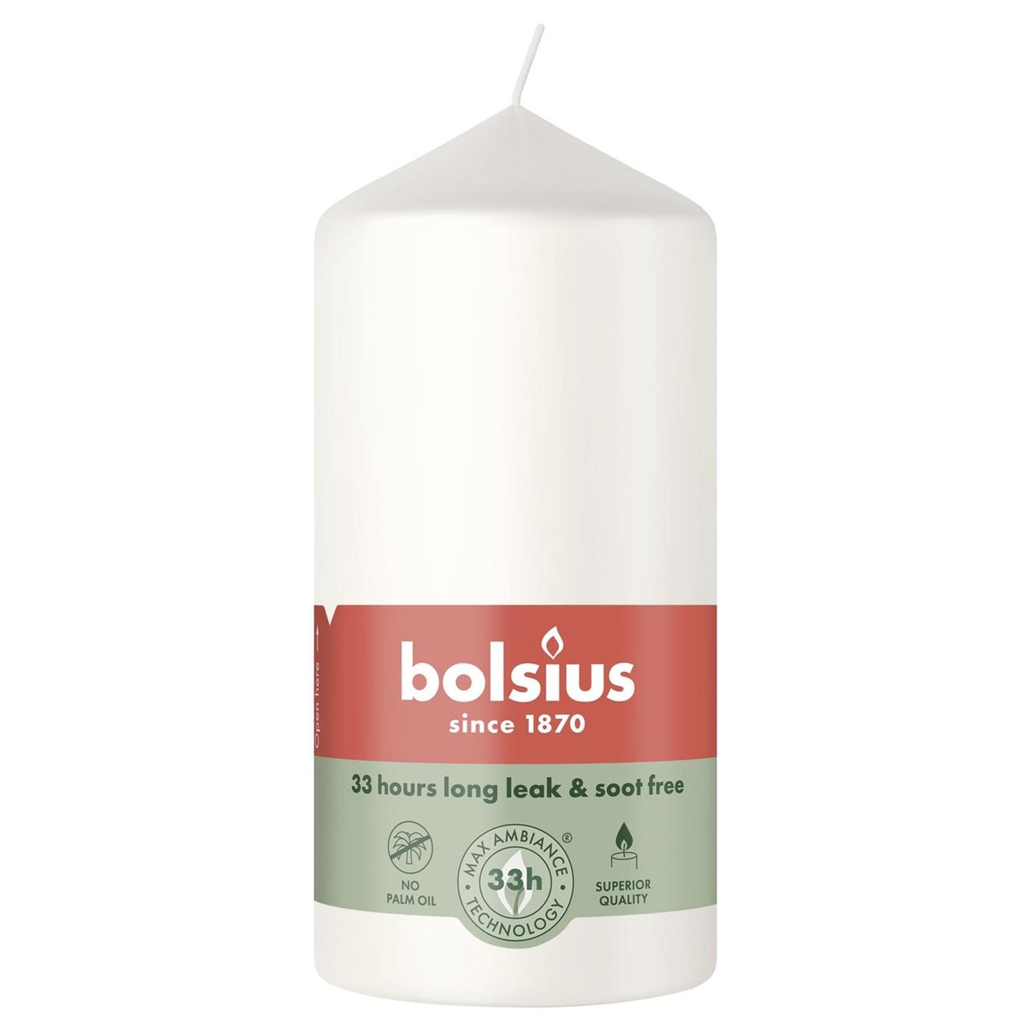 Bolsius Stumpenkerze 120 58 Wolkenweiß