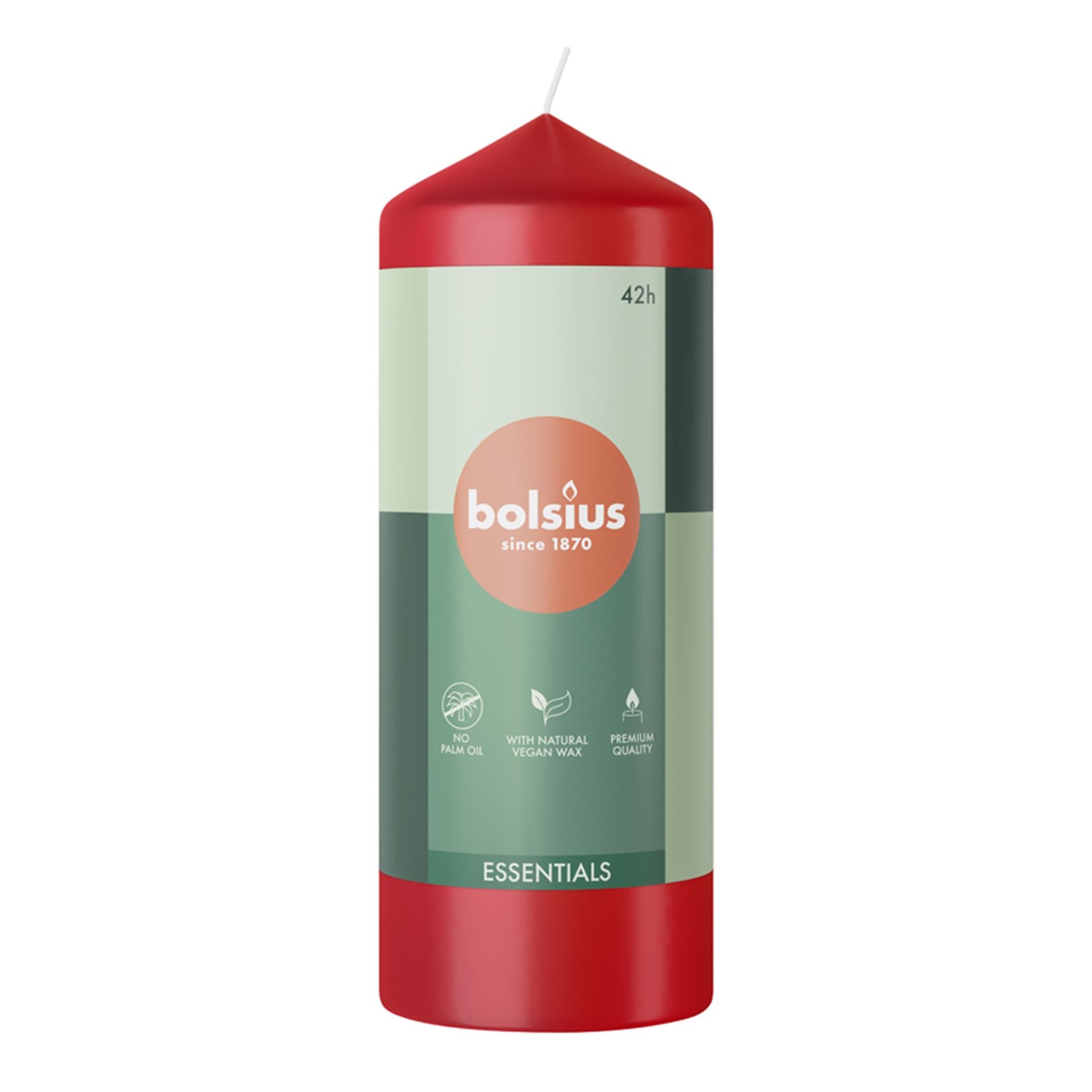 Bolsius Stumpenkerze 150 58 zartes Rot