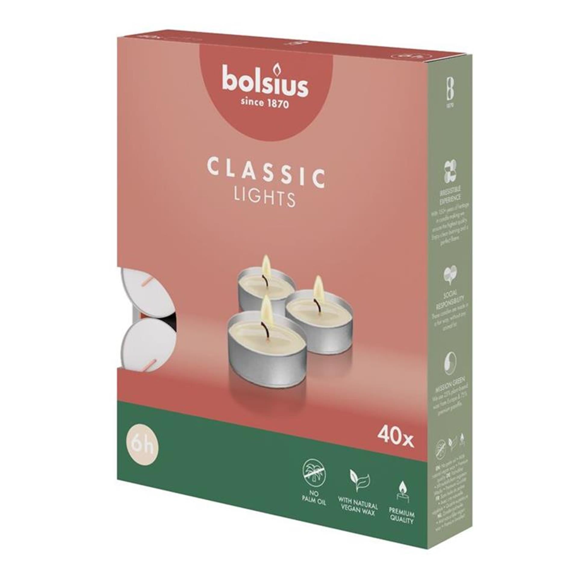 Bolsius Teelicht 6 Stunden Box à 40 Stück