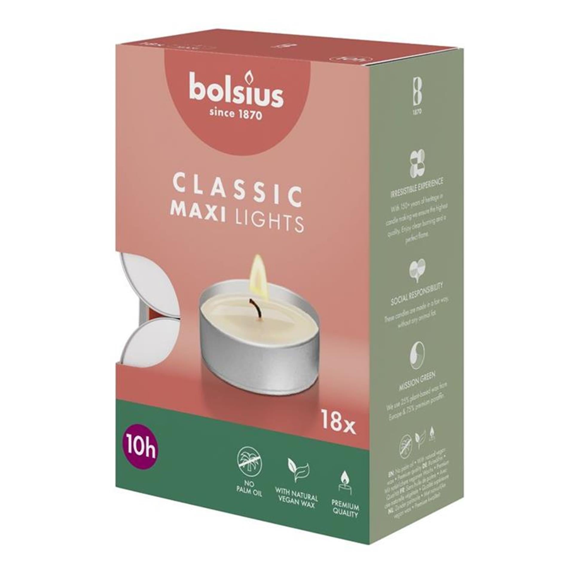 Bolsius Maxi Teelicht 10h Box à 18 Stück