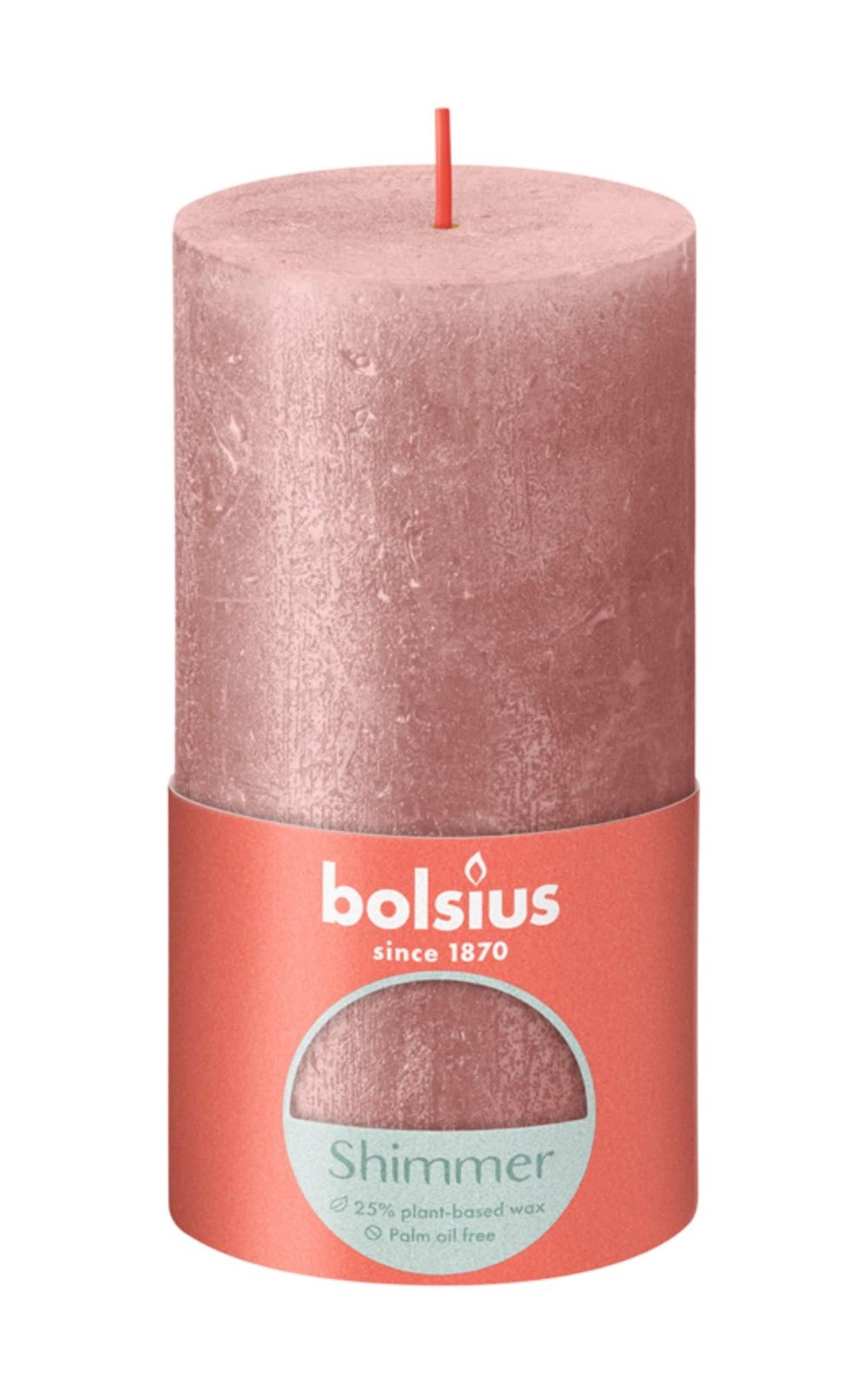 Bolsius rustikale Stumpenkerze 130 68 rosa