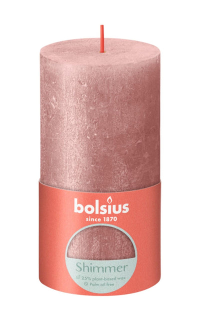 Bolsius rustikale Stumpenkerze 130 68 rosa