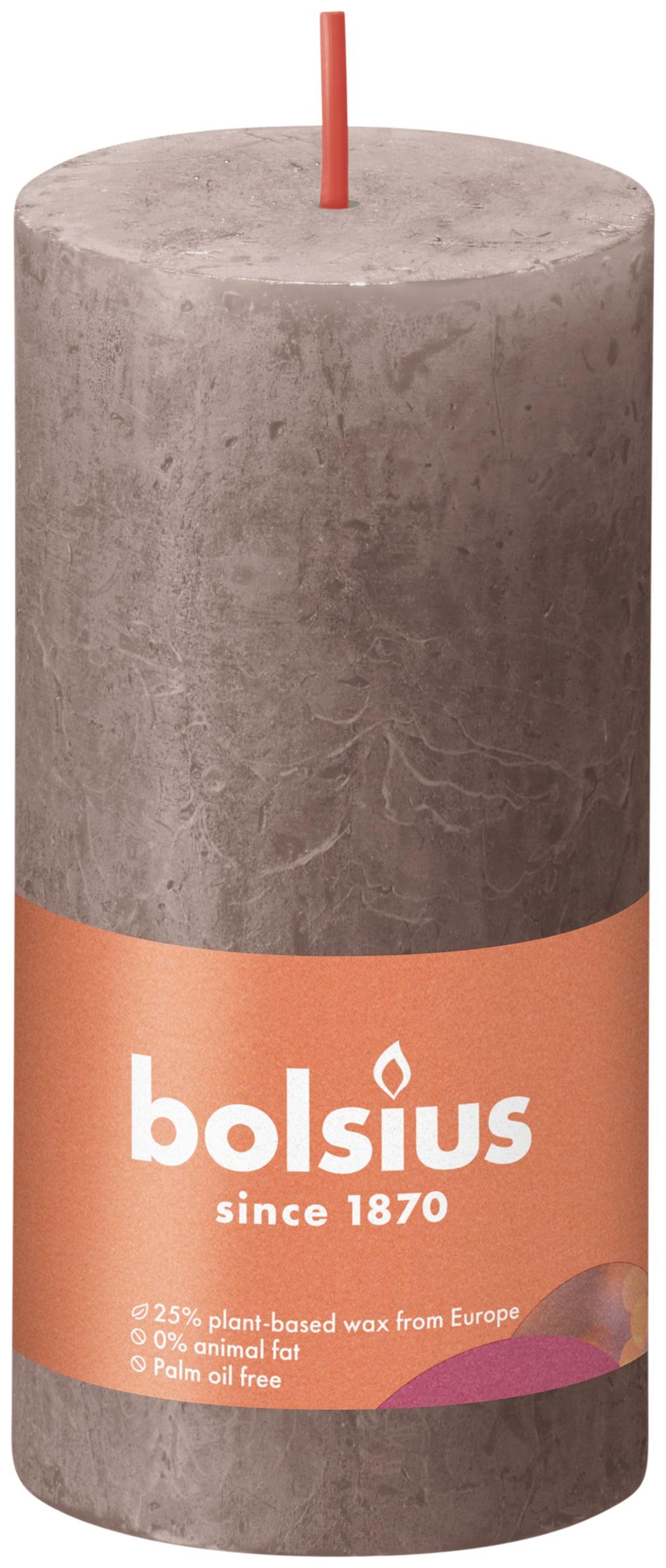 Bolsius rustikale Stumpenkerze 100 50 Taupe
