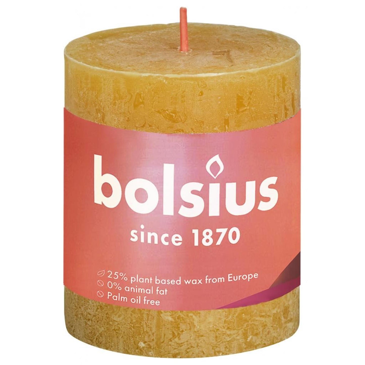 Bolsius Stub Kerze rustikaler Honiggelb 80x68 mm