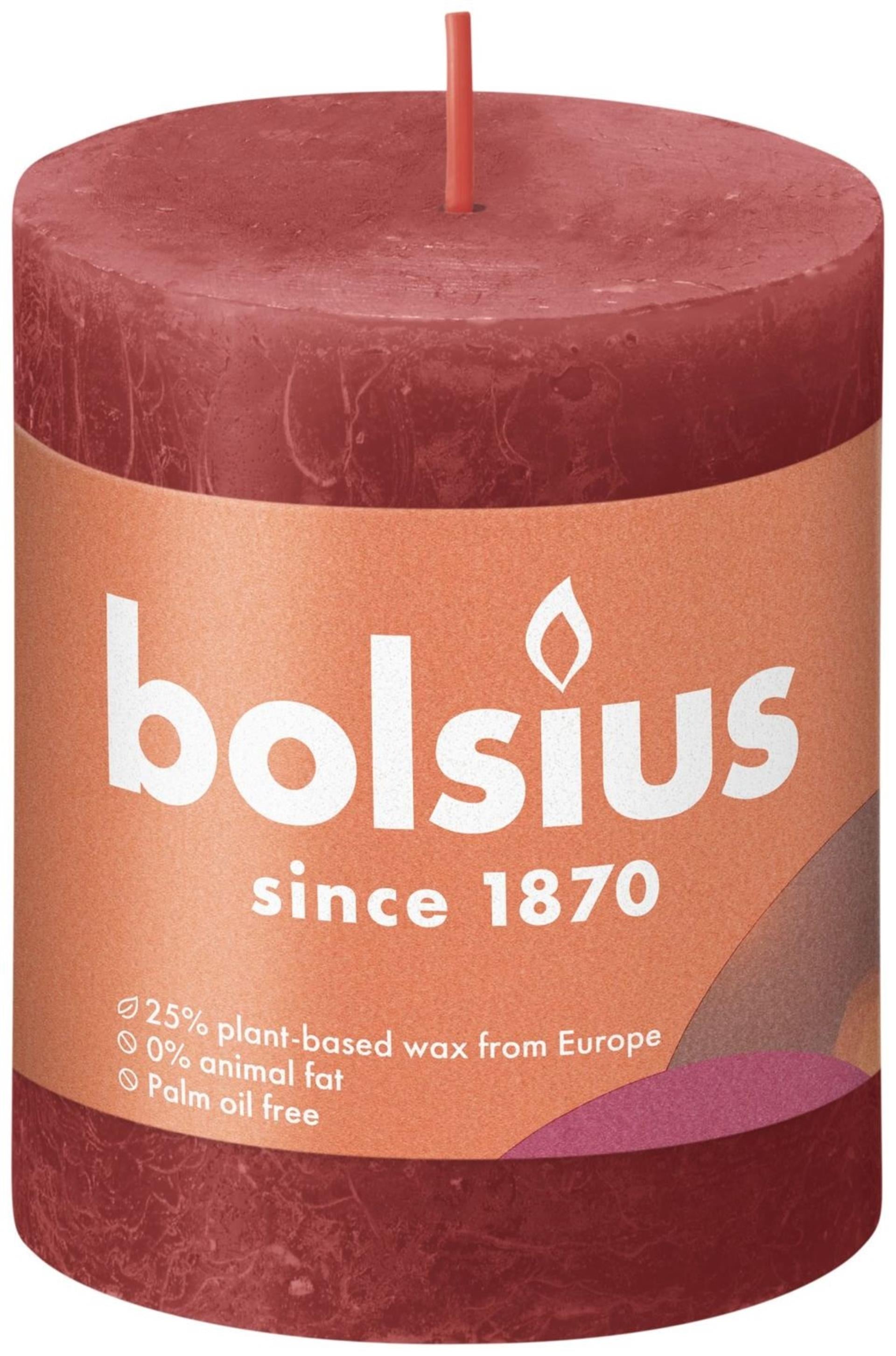Bolsius rustikale Stumpenkerze 80 68 rot