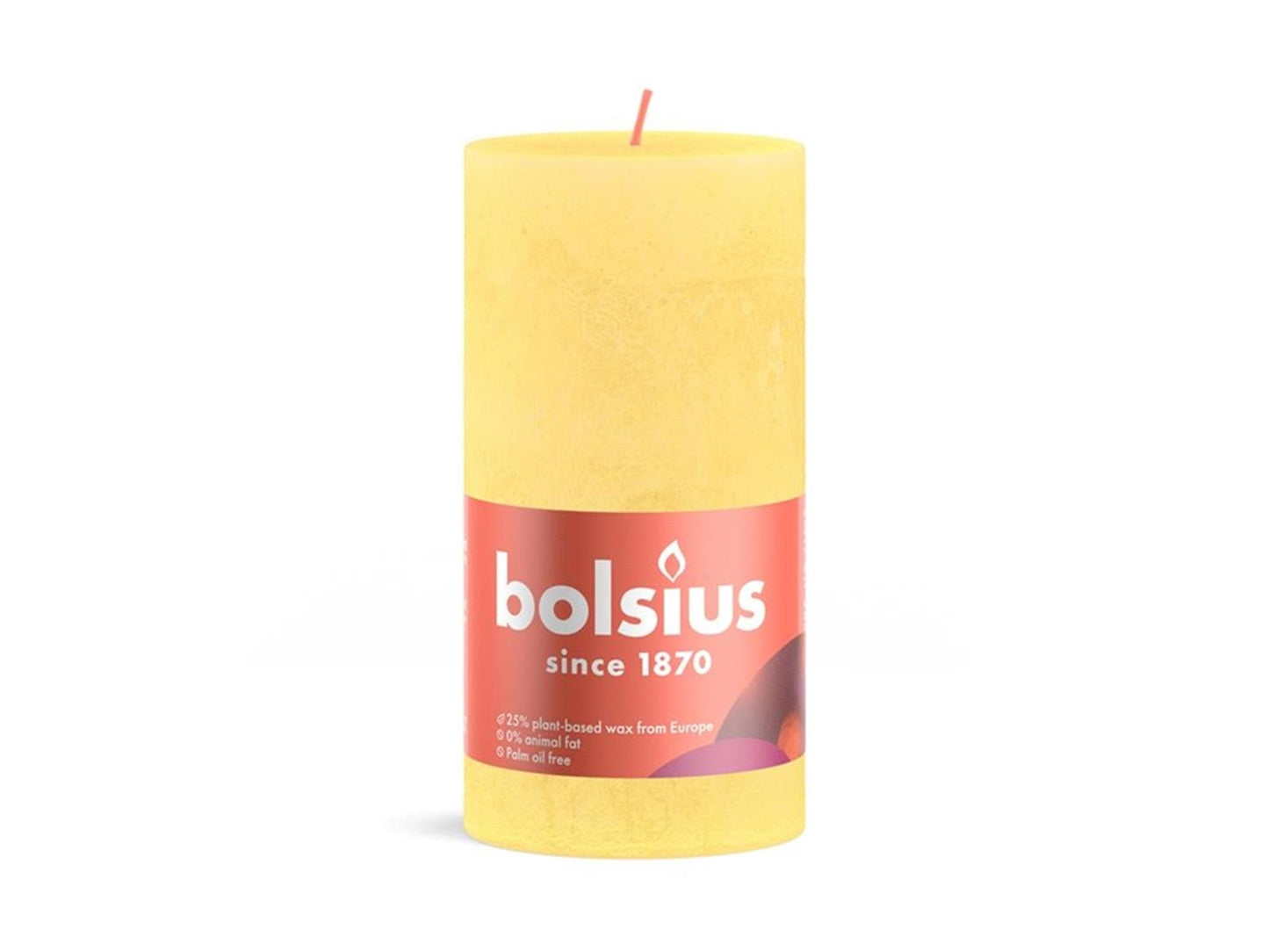 Bolsius Stub Kerze rustikal 13 x 6,8 cm sonnig gelb