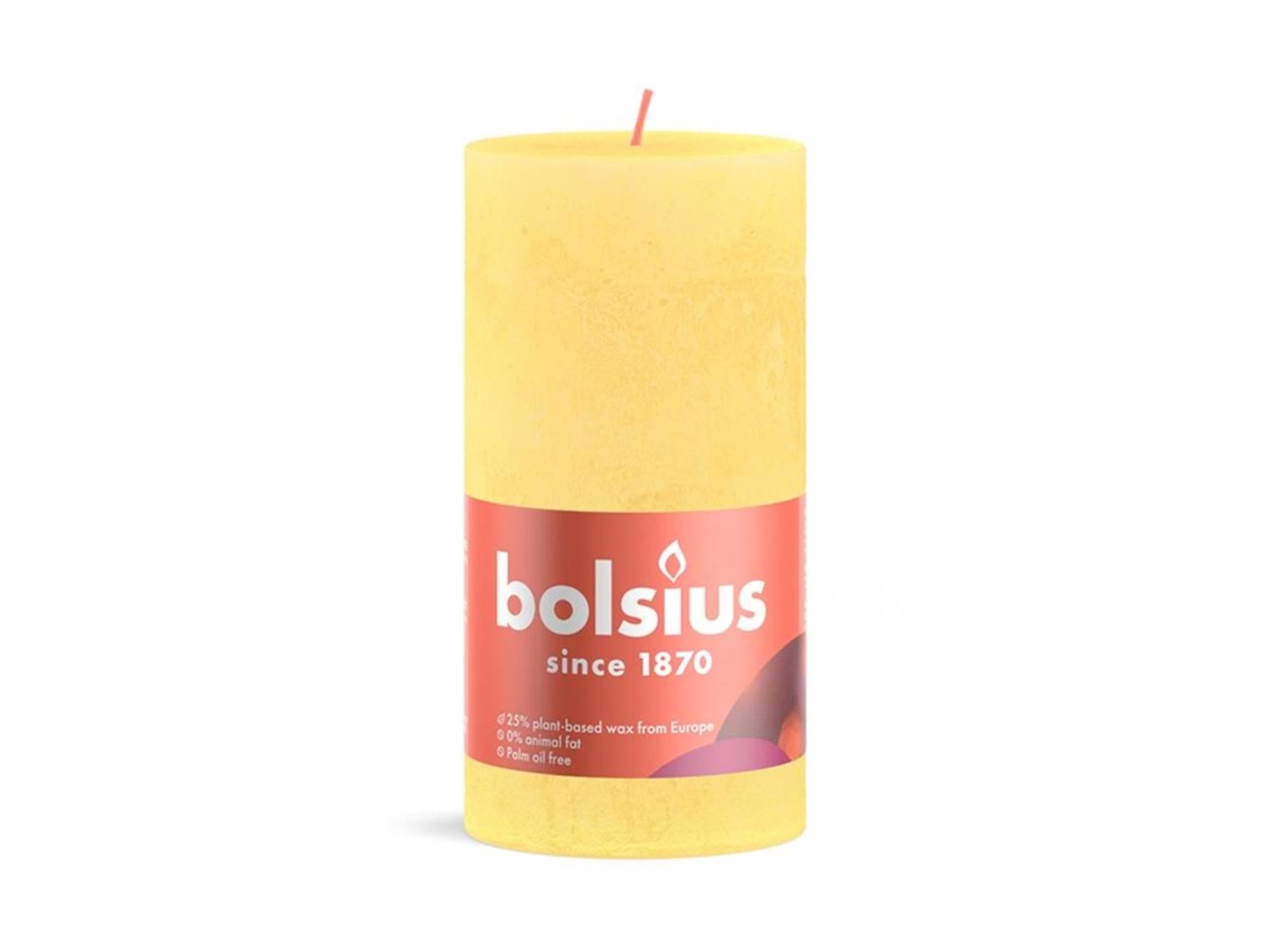 Bolsius Stub Kerze rustikal 13 x 6,8 cm sonnig gelb
