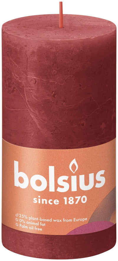 Bolsius Stub Kerze rustikal rot 130x68 mm