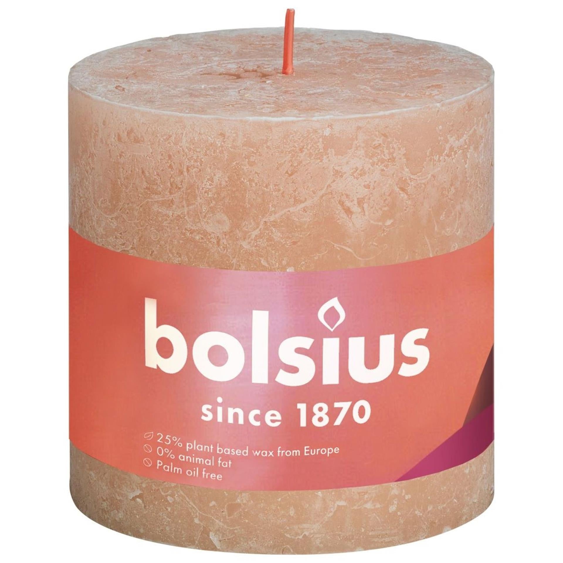 Bolsius rustikale Stumpenkerze 100 100 rosa
