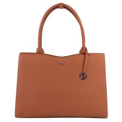 Damen Laptoptasche Socha gerade Linie Cognac