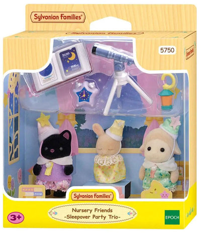 Sylvanian Family 5750 Trio Kleinkind-Freunde-Pyjama-Party – inklusive 3 samtweichen Spielfiguren