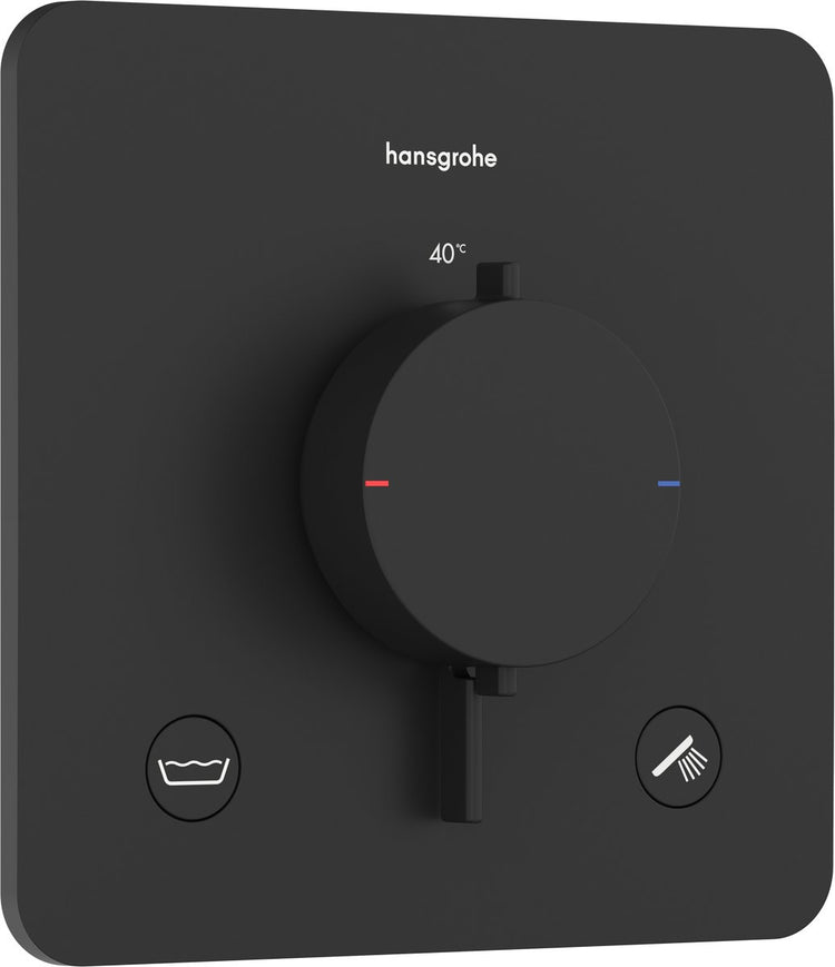 Hansgrohe Ecostat Comfort Q – Einbauthermostat – 2 Funktionen – Duschthermostat – Sicherheitskombination EN1717 – Mattschwarz