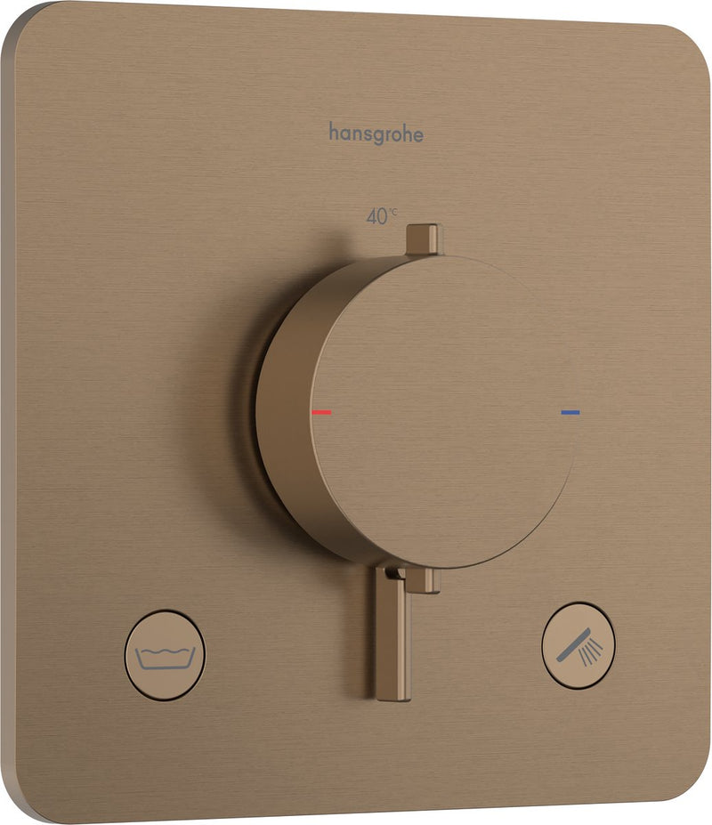 Hansgrohe Ecostat Comfort Q – Einbauthermostat – 2 Funktionen – Duschthermostat – Sicherheitskombination EN1717 – Bronze gebürstet