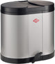 Wesco Öko-Sammelabfallbehälter | 30 Liter | Duo Treteimer (2x15 Liter) | Metall - Silber | Mülltrennung – Made in Germany