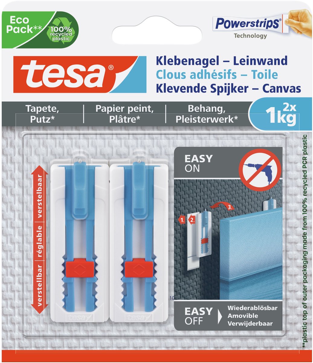 Tesa 1063380 – Klebenagel, Leinwand, Tapete und Putz, 1 kg | 8 Stück
