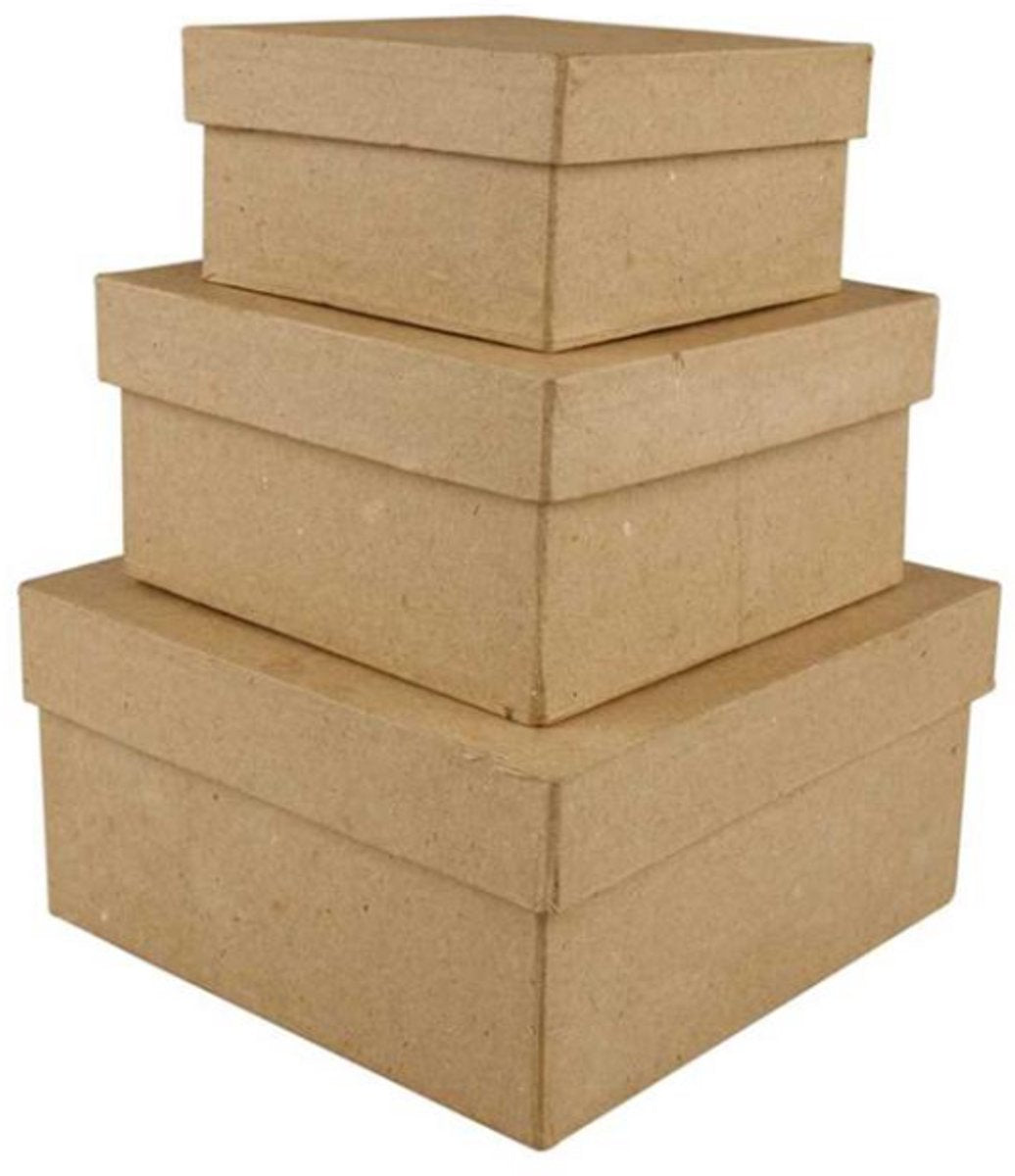 Square Boxen mit Papiermâché, 3..
