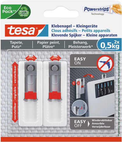 Tesa 1063384 – ® Klebenagel – App, Tapete und Kleber 0,5 kg | 8 Stück