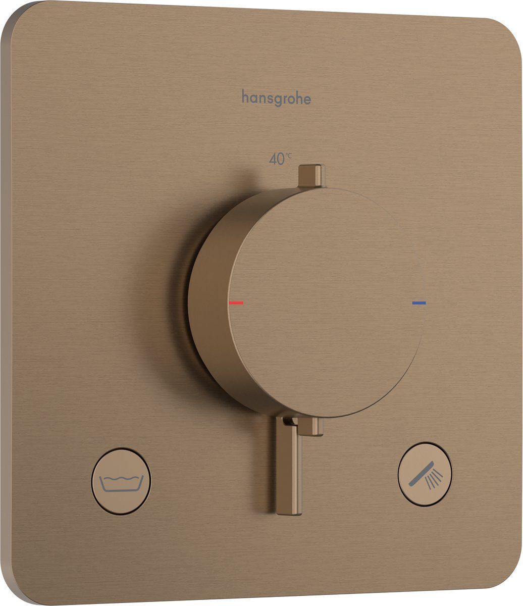 Hansgrohe Ecostat Comfort Q – Einbauthermostat – 2 Funktionen – Duschthermostat – Sicherheitskombination EN1717 – Bronze gebürstet