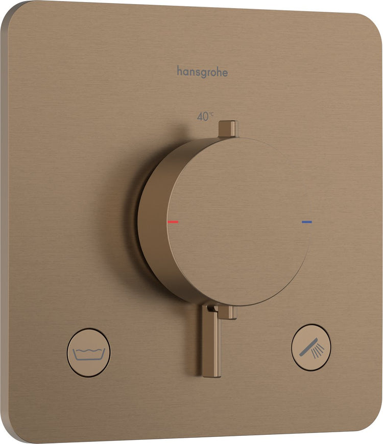 Hansgrohe Ecostat Comfort Q – Einbauthermostat – 2 Funktionen – Duschthermostat – Sicherheitskombination EN1717 – Bronze gebürstet