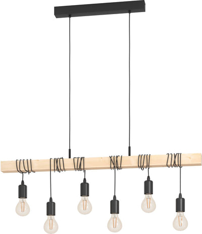 Eglo Townshend Hängelampe – E27 – 100 cm – Schwarzbraun – FSC-Holz
