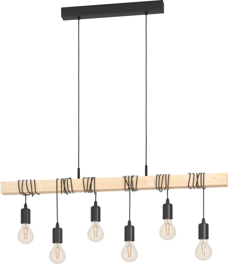 Eglo Townshend Hängelampe – E27 – 100 cm – Schwarzbraun – FSC-Holz