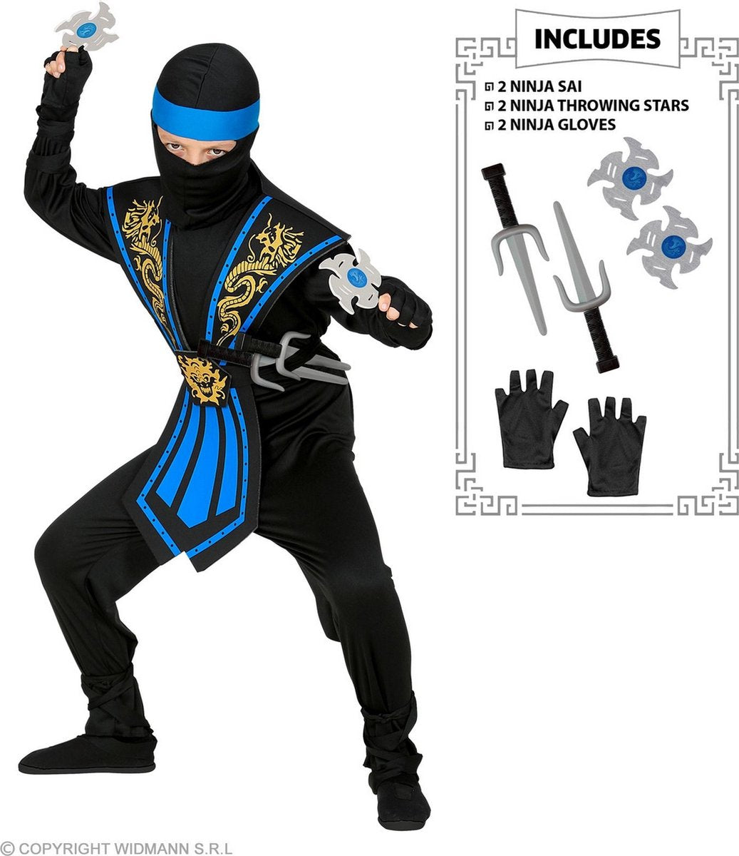 Finidi Ninja Anzug Kinder Kombat Blau