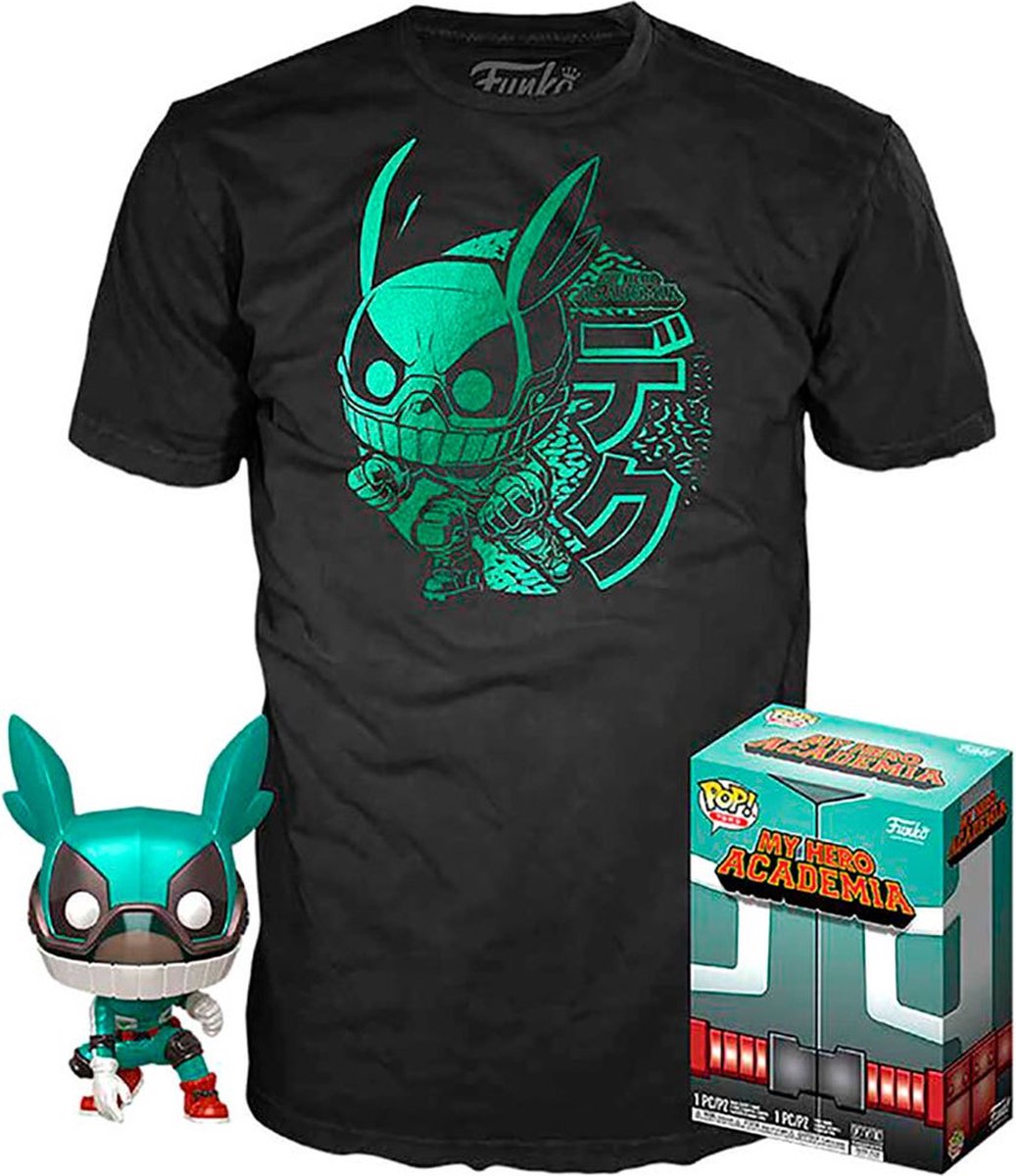 Funko-Pop! My Hero Academia: Set Figur und T-Shirt – Deku mit Helm Größe L