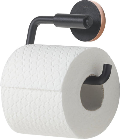 Tiger urban - Toilettenpapierhalter ohne Klappe - Toilettenpapierhalter - ohne Bohren - Bohren oder Kleben - Schwarz
