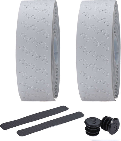 BBB Cycling Lenkerband Rennrad – bester Grip und Stoßdämpfung – Länge: 200 cm – Dicke: 2,5 mm – inklusive Lenkerkappen – weiß – Ultraribbon-Gel-Lenkerband BHT-15 g