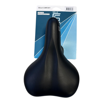 Selle Comfort Sattelfahrt. Schwarz mit weißen Stoßstangen