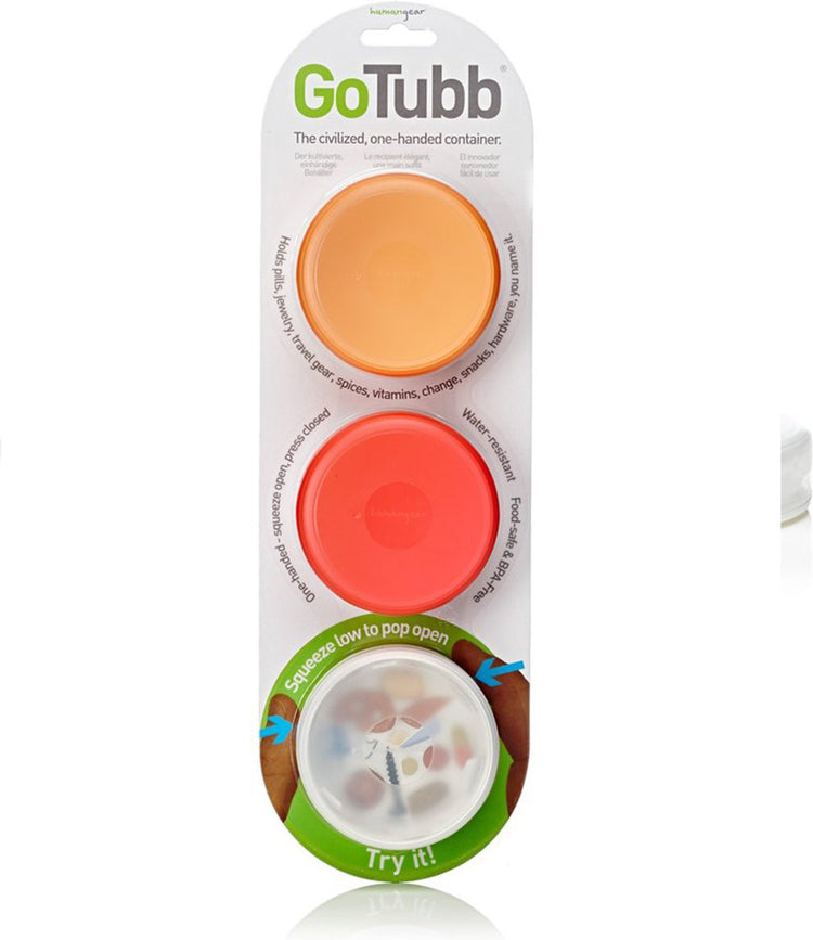 Human Gear Gotubb 3er-Pack mittelgroße Aufbewahrungsboxen, transparent, rot, orange