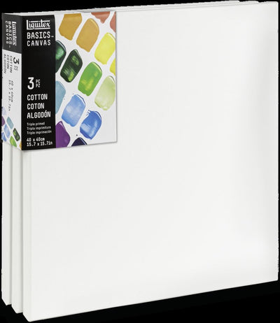 Liquitex 471040040 Basics Leinwand 40 x 40 cm – 3er-Set | 100 % Baumwoll-Canvas, ca. 280 g m² | dreifach grundiert | geeignet für Acryl- und Ölfarbe
