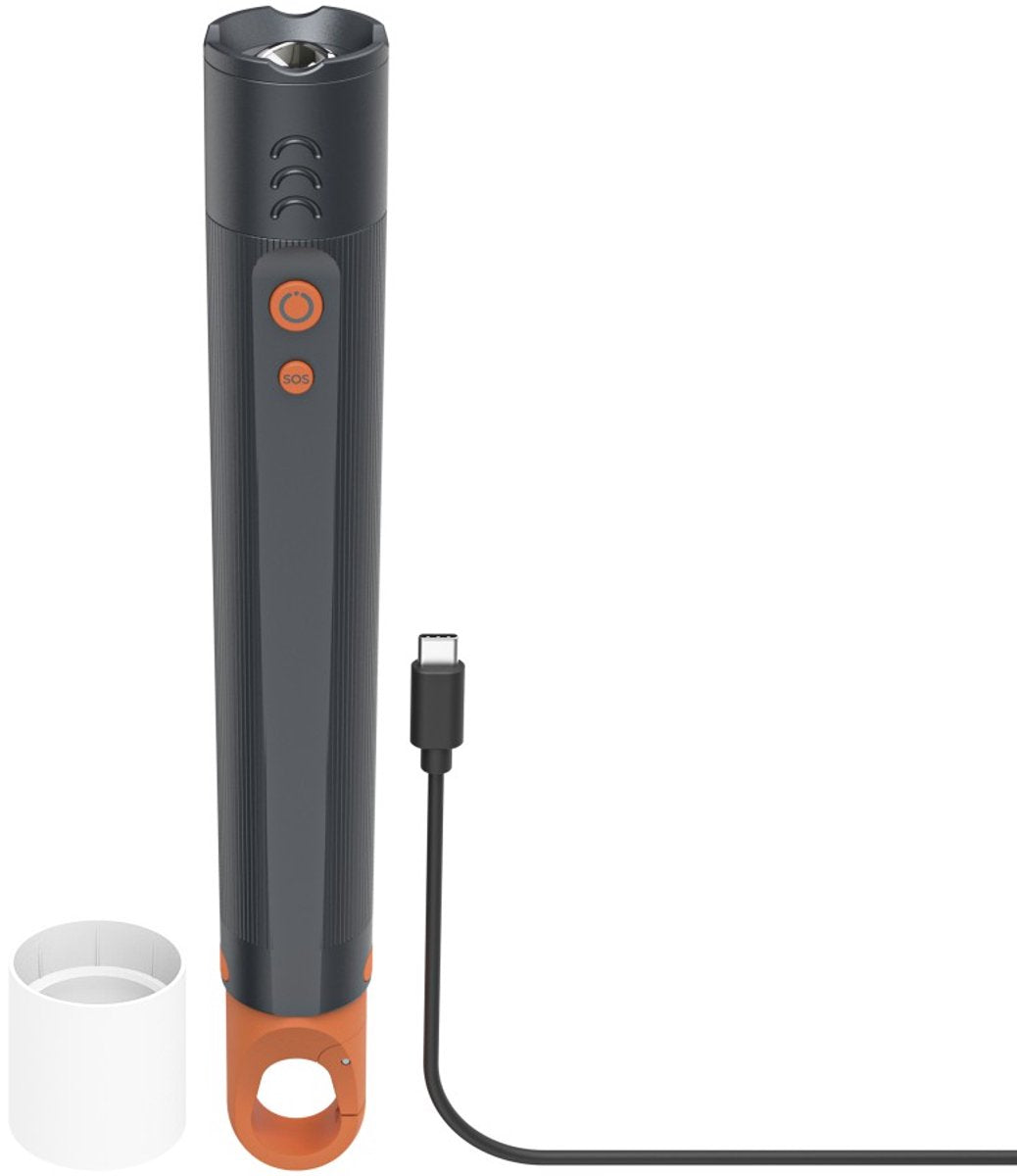Hama Taschenlampe – flx1200-c – 1200 lm – USB-C – Aluminium – 4 Modi + SOS – Zoom – Karabiner – Schwarz